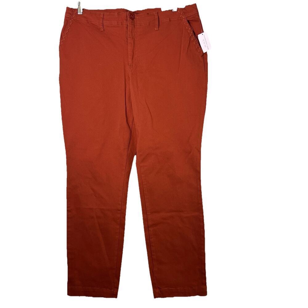 NWT CJ Banks Women's Relaxed Fit Chino Pants Plus Sz 16W Orange Straight Leg
